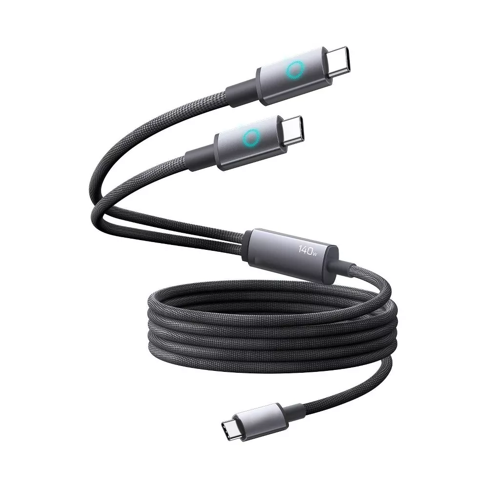 2-in-1 140W PD3.1 USB-C Braided Fast Charging Cable