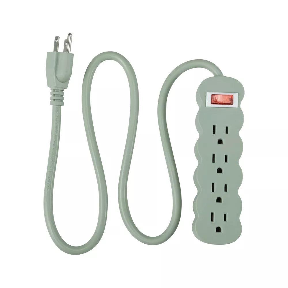 4-Outlet Compact Power Strip with 3ft Grounded Power Cord