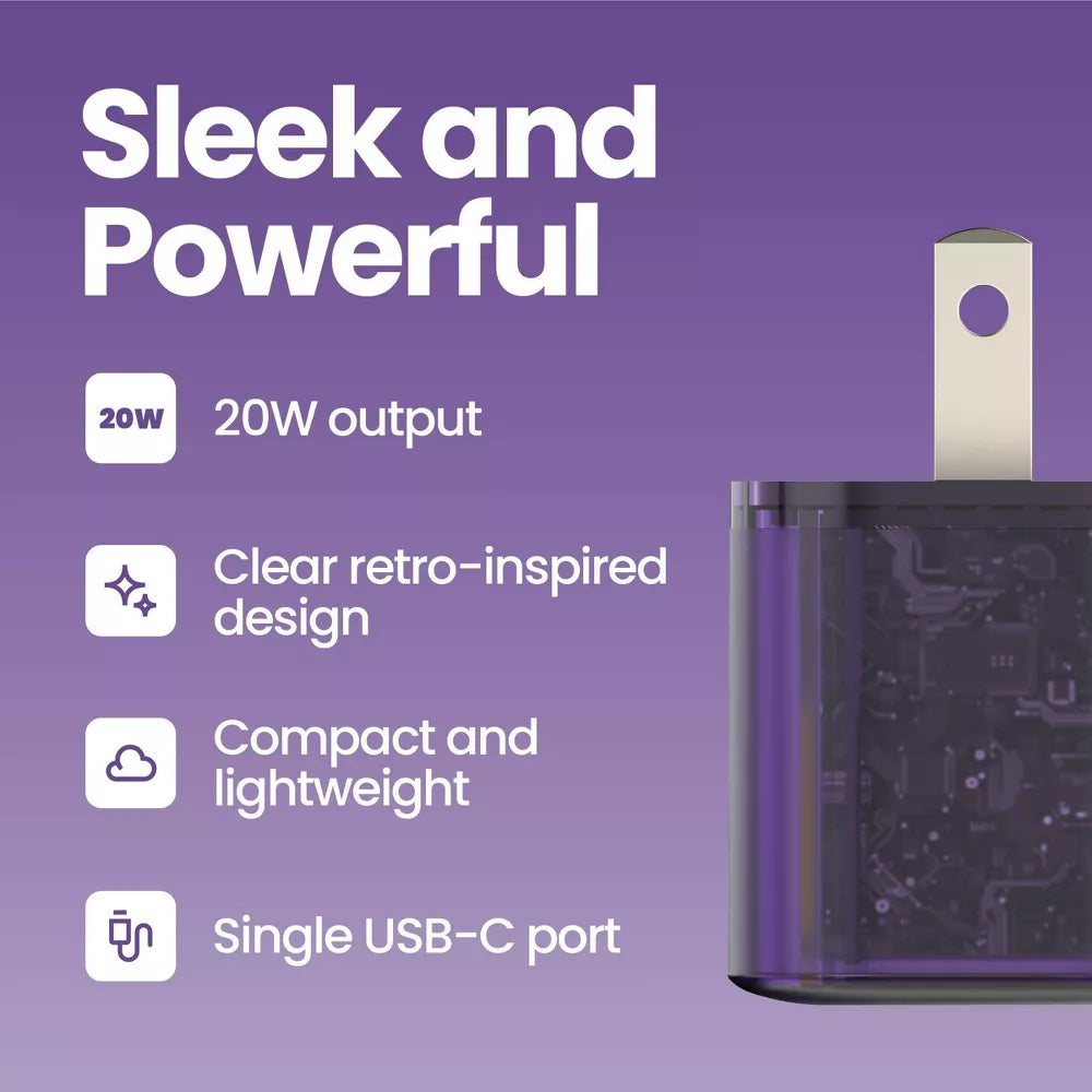 20W Transparent Single USB-C Wall Charger