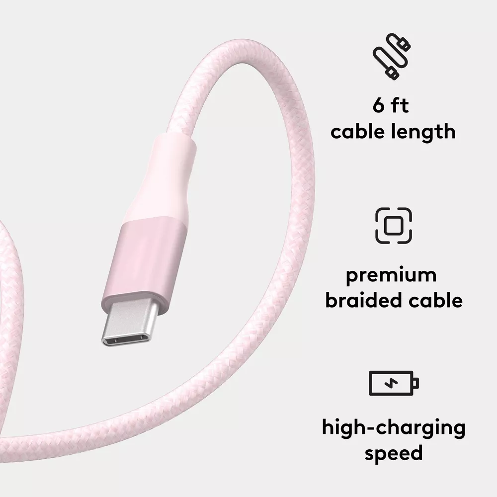 6ft Braided USB-A to USB-C Charging and Data Cable