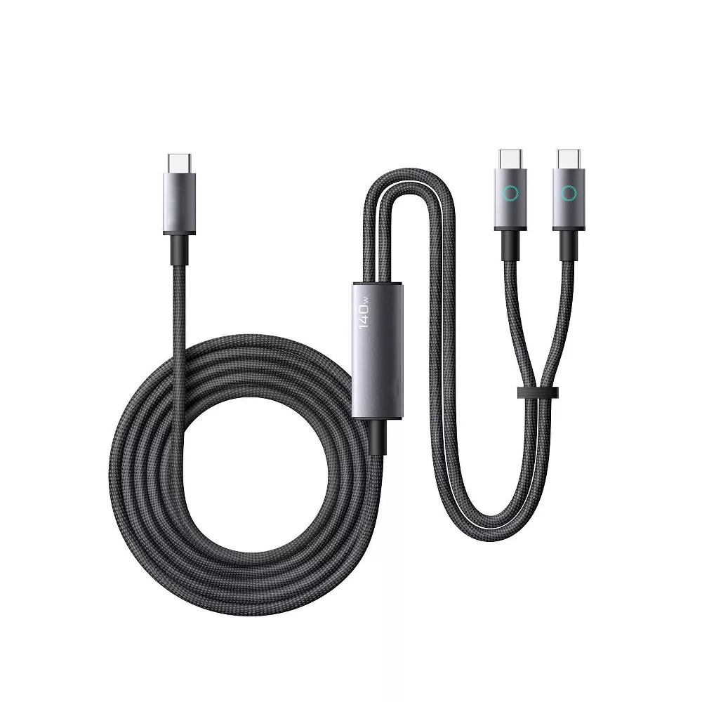 2-in-1 140W PD3.1 USB-C Braided Fast Charging Cable