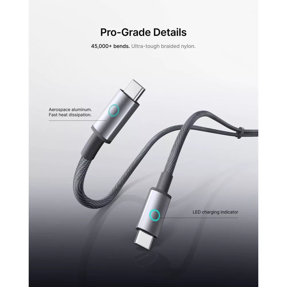 2-in-1 140W PD3.1 USB-C Braided Fast Charging Cable