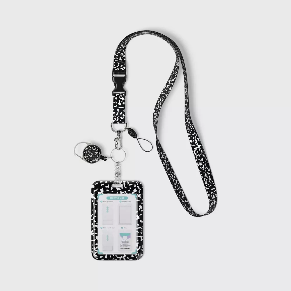 Patterned Neck Lanyard With Hard Shell ID Holder